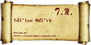 Tálos Márk névjegykártya